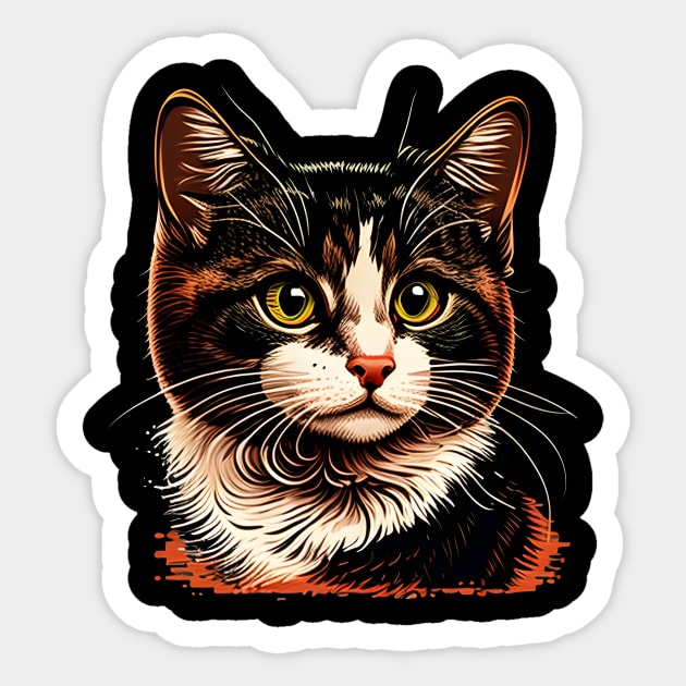 Colorful Cat Kitten Lover, Cat Dad, Cat Mom, Cat Lover Sticker by WilliamHoraceBatezell